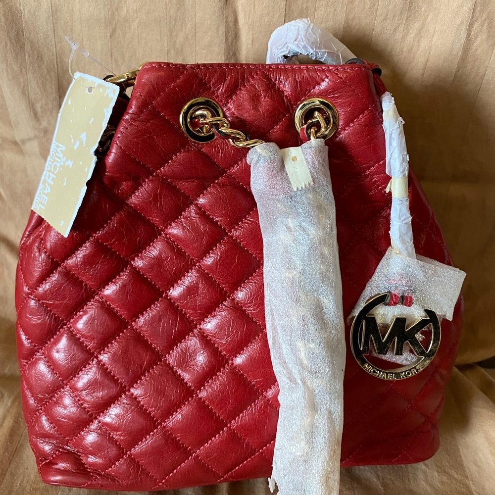 Michael Kors Red Quilted Shoulder Bag